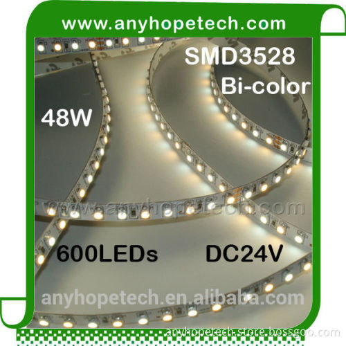 Bottom price new products two color 120leds per 5m 48W smd flexible strip led light